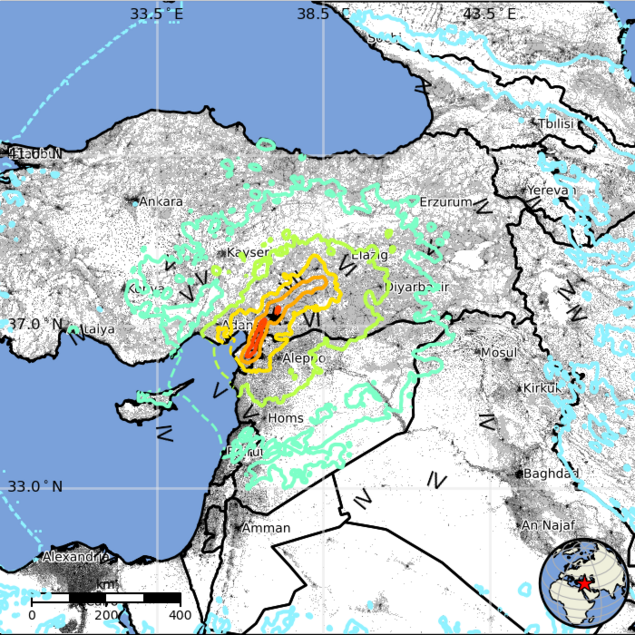 USGS exposure Map Turkey 200223